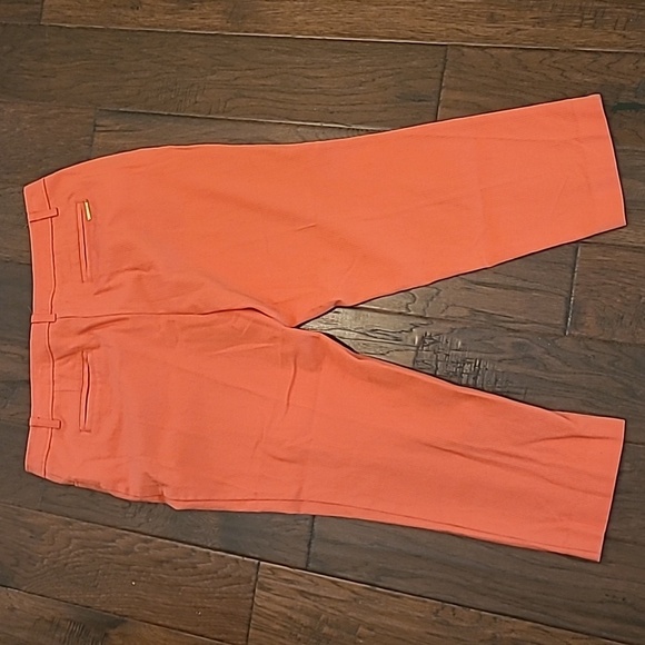 Anne Klein women's coral pink cropped pants with textured pattern size 14 - Picture 3 of 9